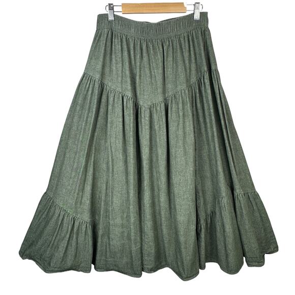 Vintage Starfire Western Maxi Skirt Top Set Size 14 Green Denim Rodeo Country - Picture 7 of 11